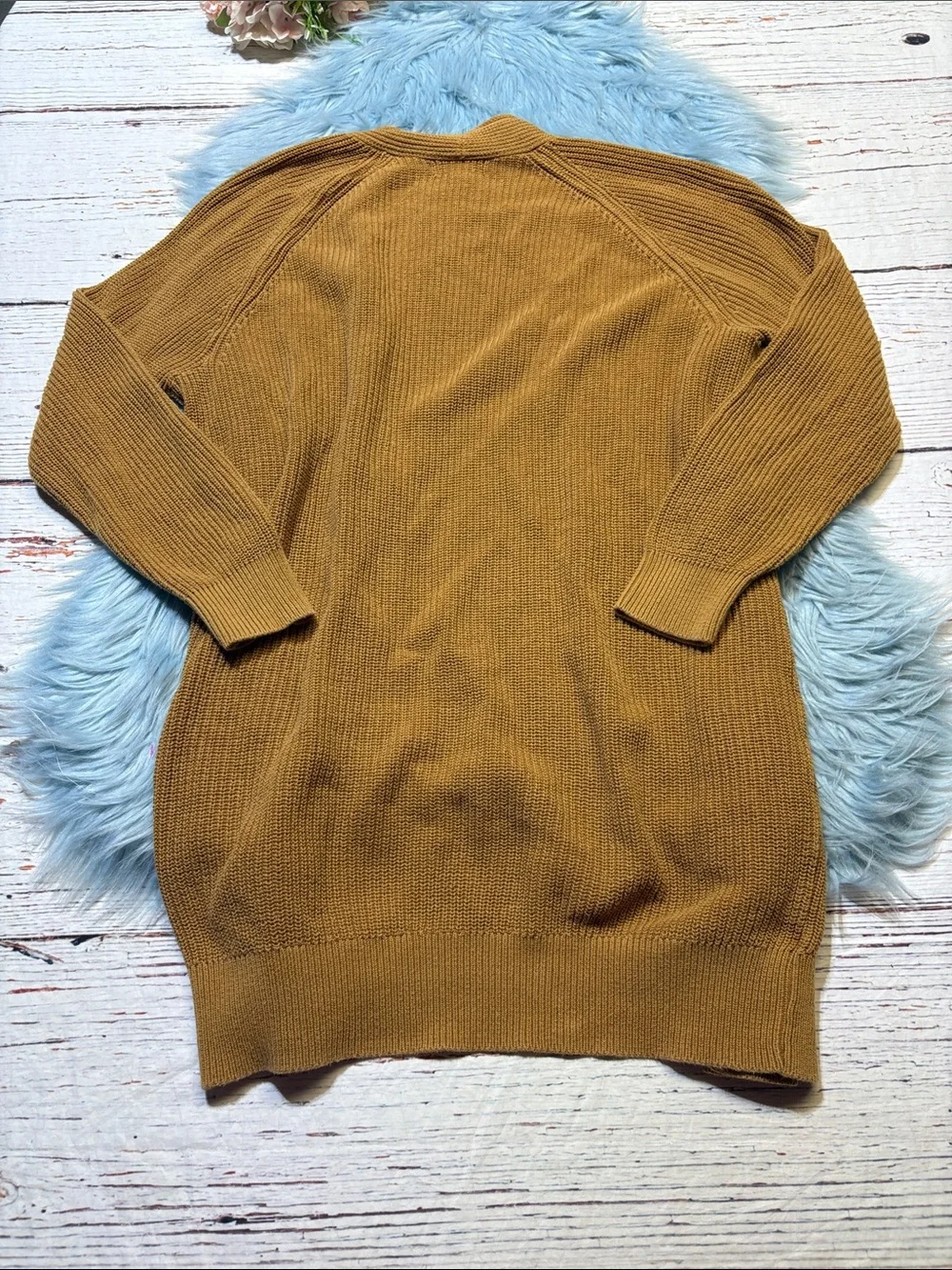 bp Mustard Open-Front Cardigan Knit Sweater sz M